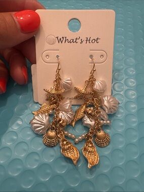 Gold-Tone Seashell & Pearl Drop Earrings - White